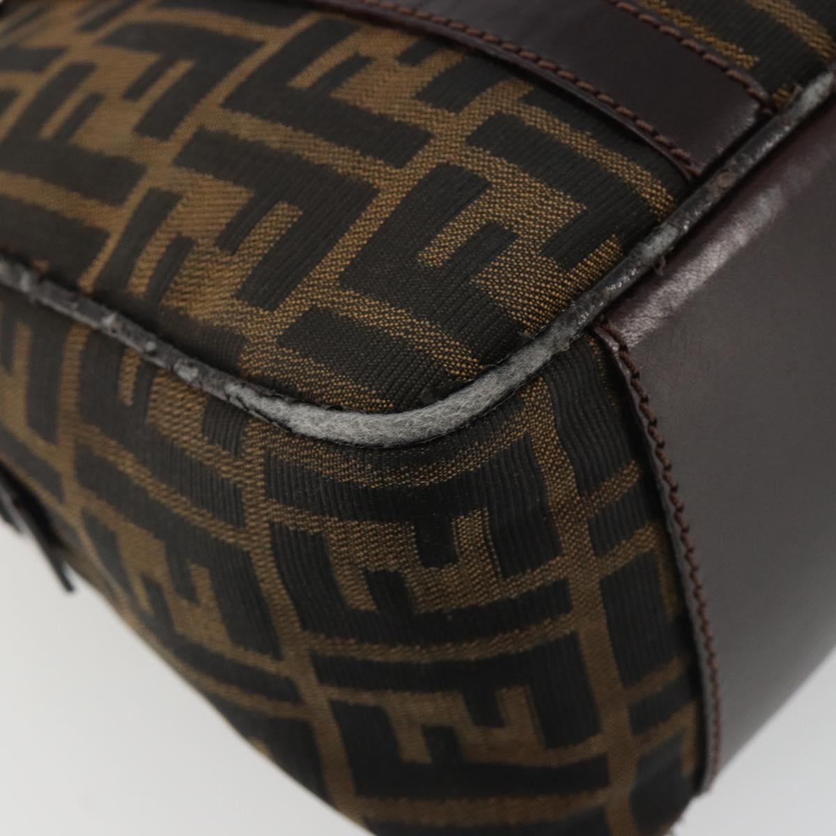 FENDI Zucca Canvas Hand Bag Black Brown Auth 191295