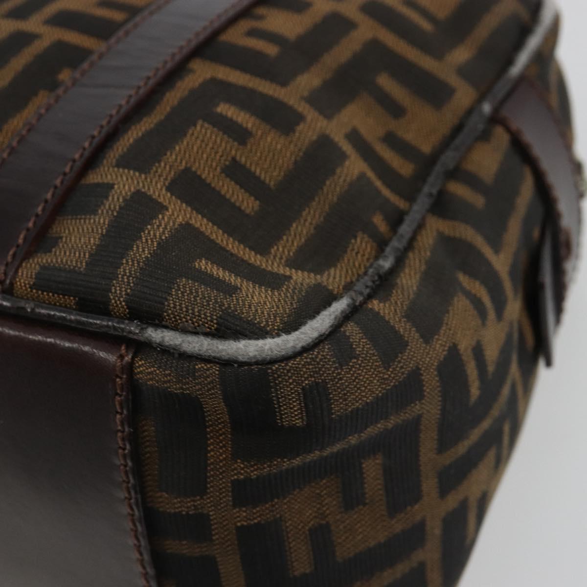 FENDI Zucca Canvas Hand Bag Black Brown Auth 191295