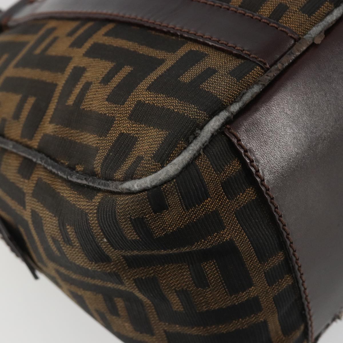 FENDI Zucca Canvas Hand Bag Black Brown Auth 191295