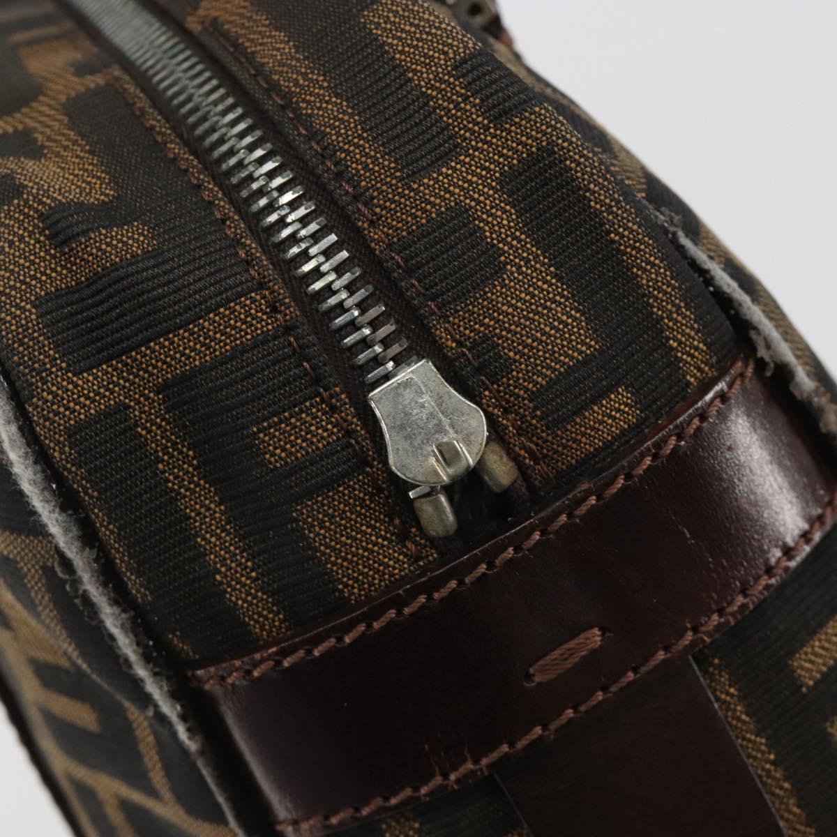 FENDI Zucca Canvas Hand Bag Black Brown Auth 191295