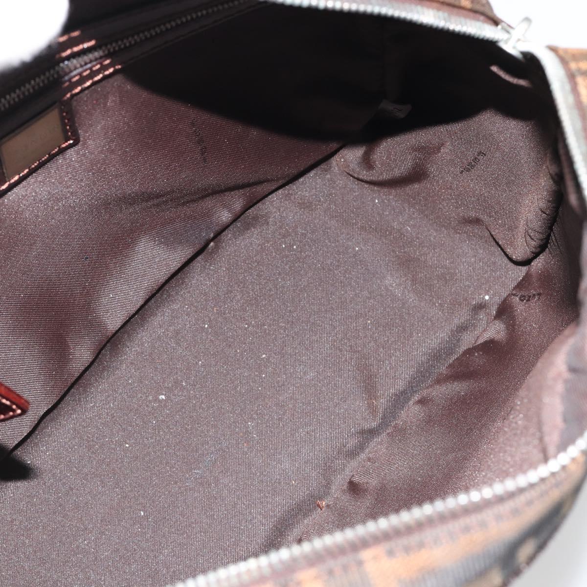 FENDI Zucca Canvas Hand Bag Black Brown Auth 191295