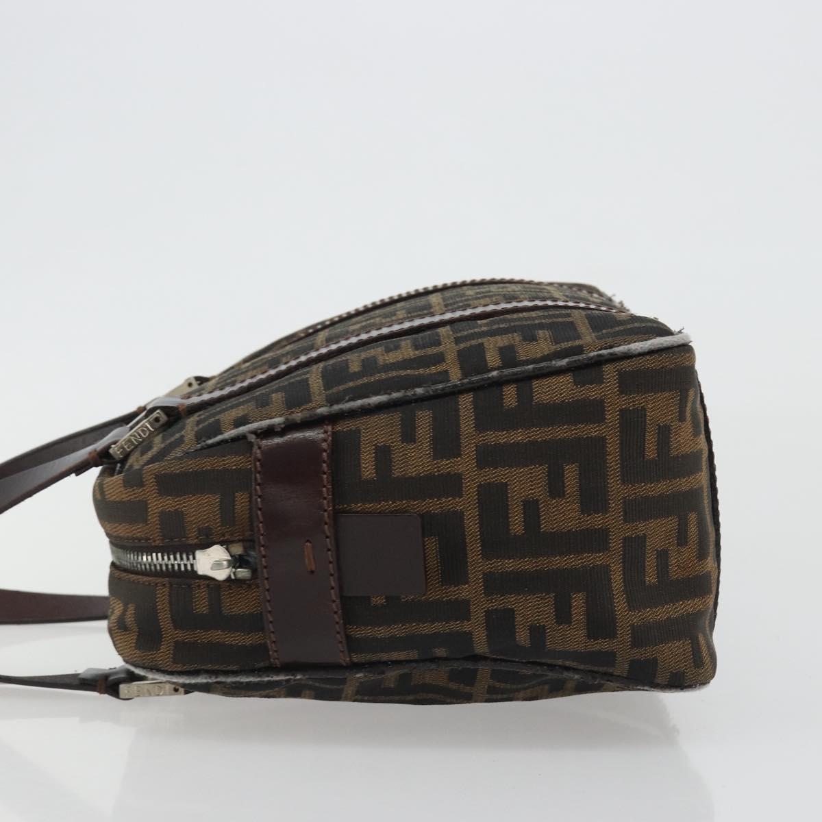 FENDI Zucca Canvas Hand Bag Black Brown Auth 191295