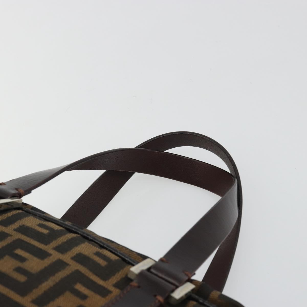 FENDI Zucca Canvas Hand Bag Black Brown Auth 191295