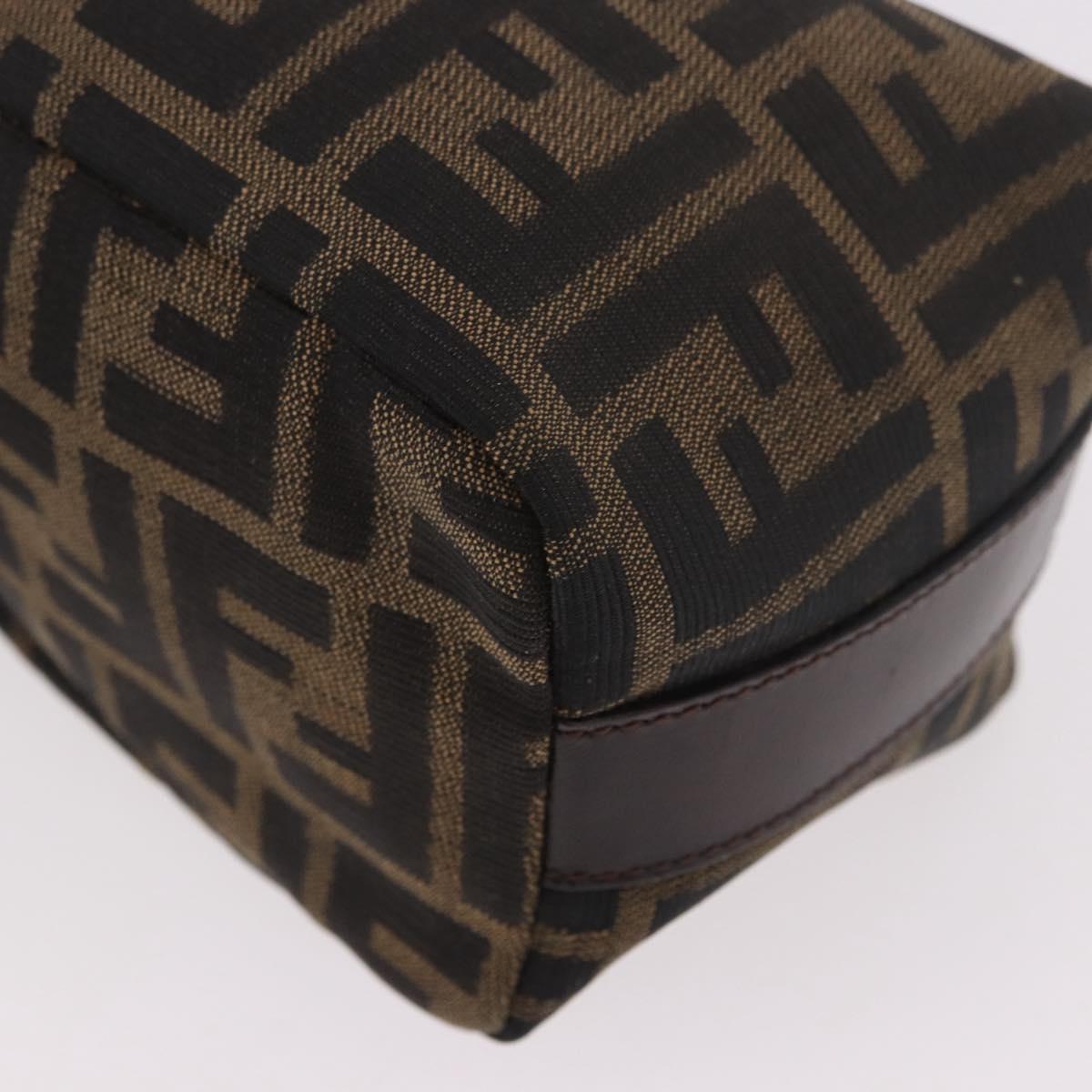 FENDI Zucca Canvas Vanity Pouch Black Brown Auth 191296