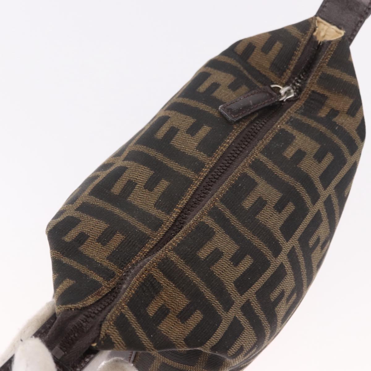 FENDI Zucca Canvas Vanity Pouch Black Brown Auth 191296