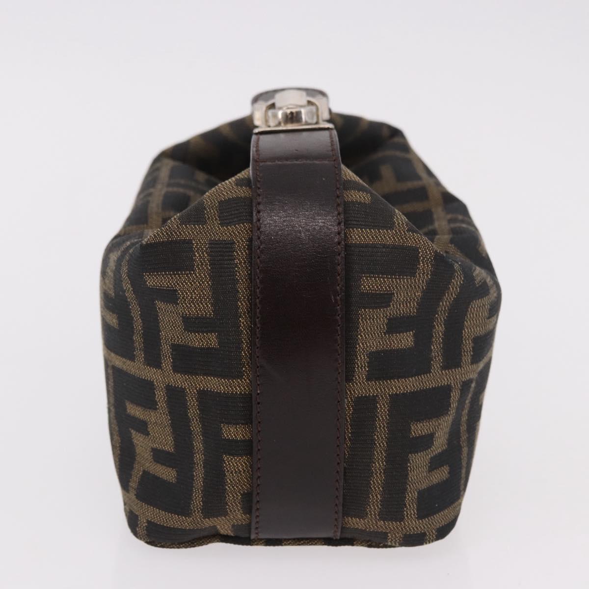 FENDI Zucca Canvas Vanity Pouch Black Brown Auth 191296