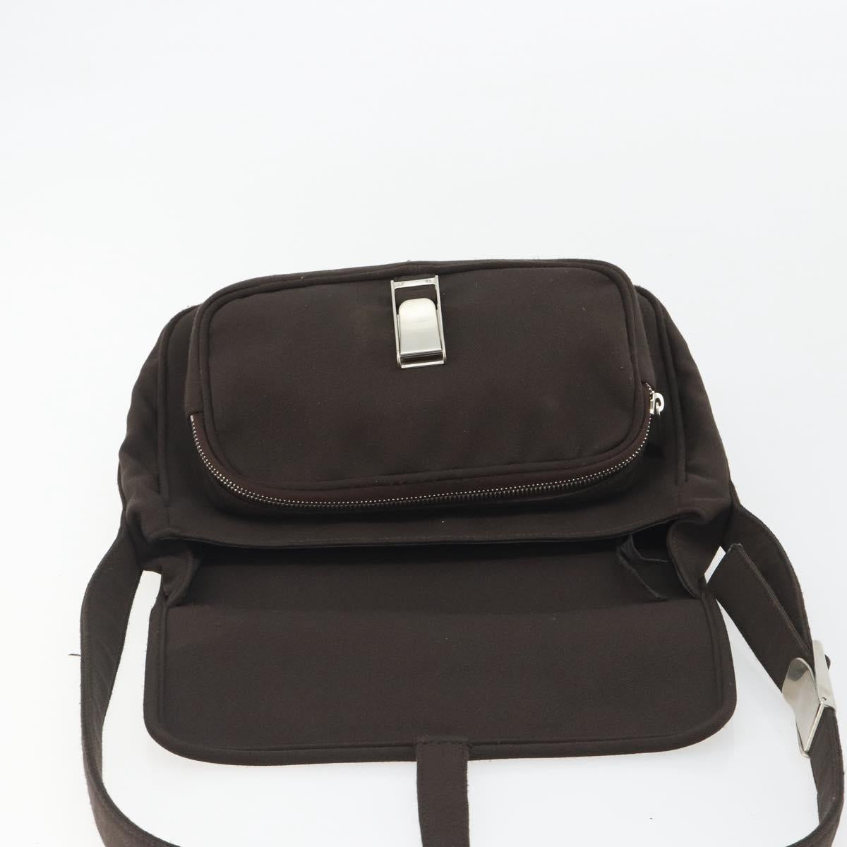 Miu Miu Shoulder Bag Cotton Jersey Brown Silver Auth 191297A