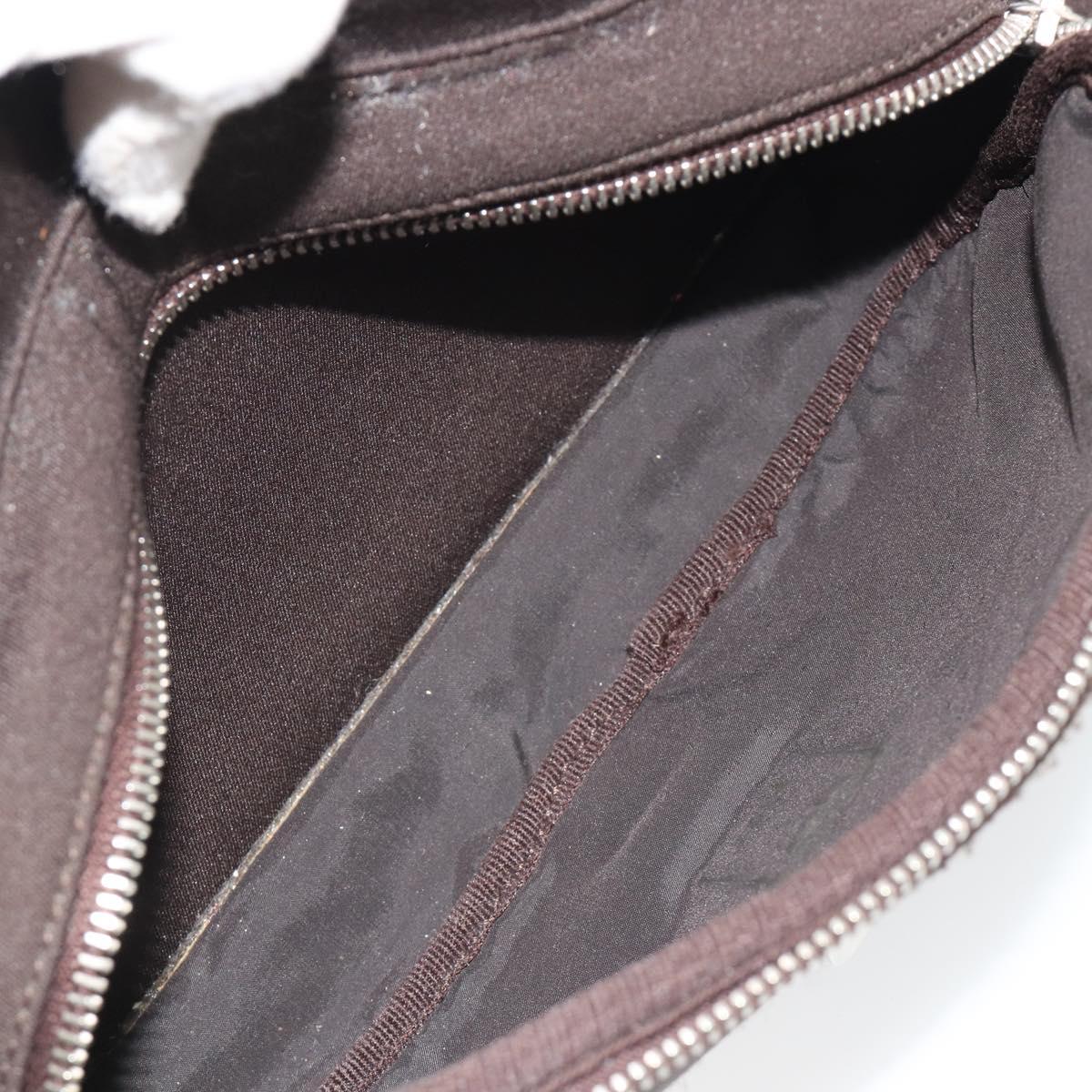 Miu Miu Shoulder Bag Cotton Jersey Brown Silver Auth 191297A