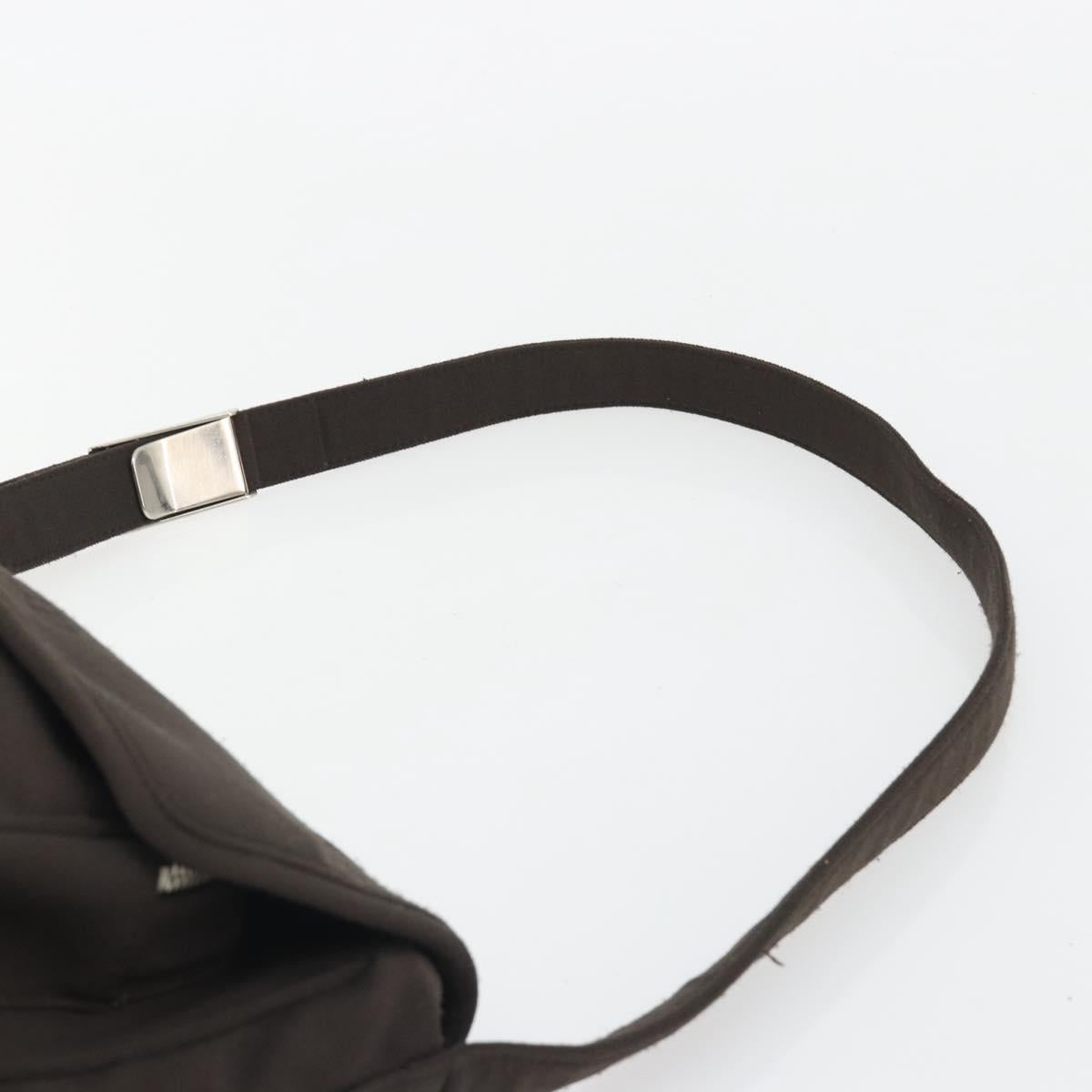 Miu Miu Shoulder Bag Cotton Jersey Brown Silver Auth 191297A