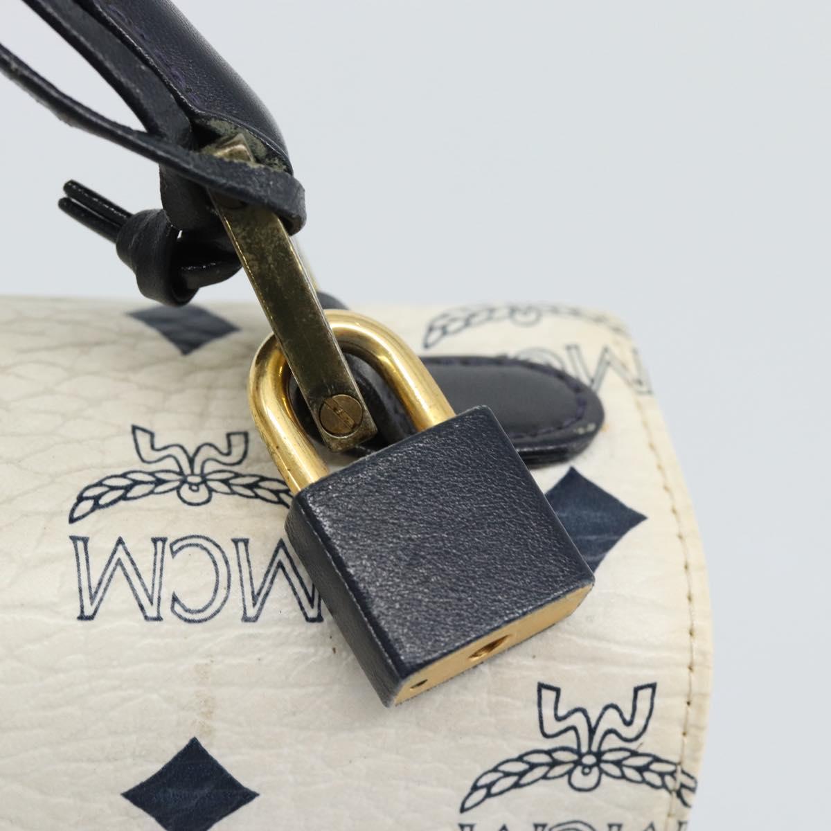 MCM Vicetos Logogram Hand Bag PVC Leather White Gold Auth 191298