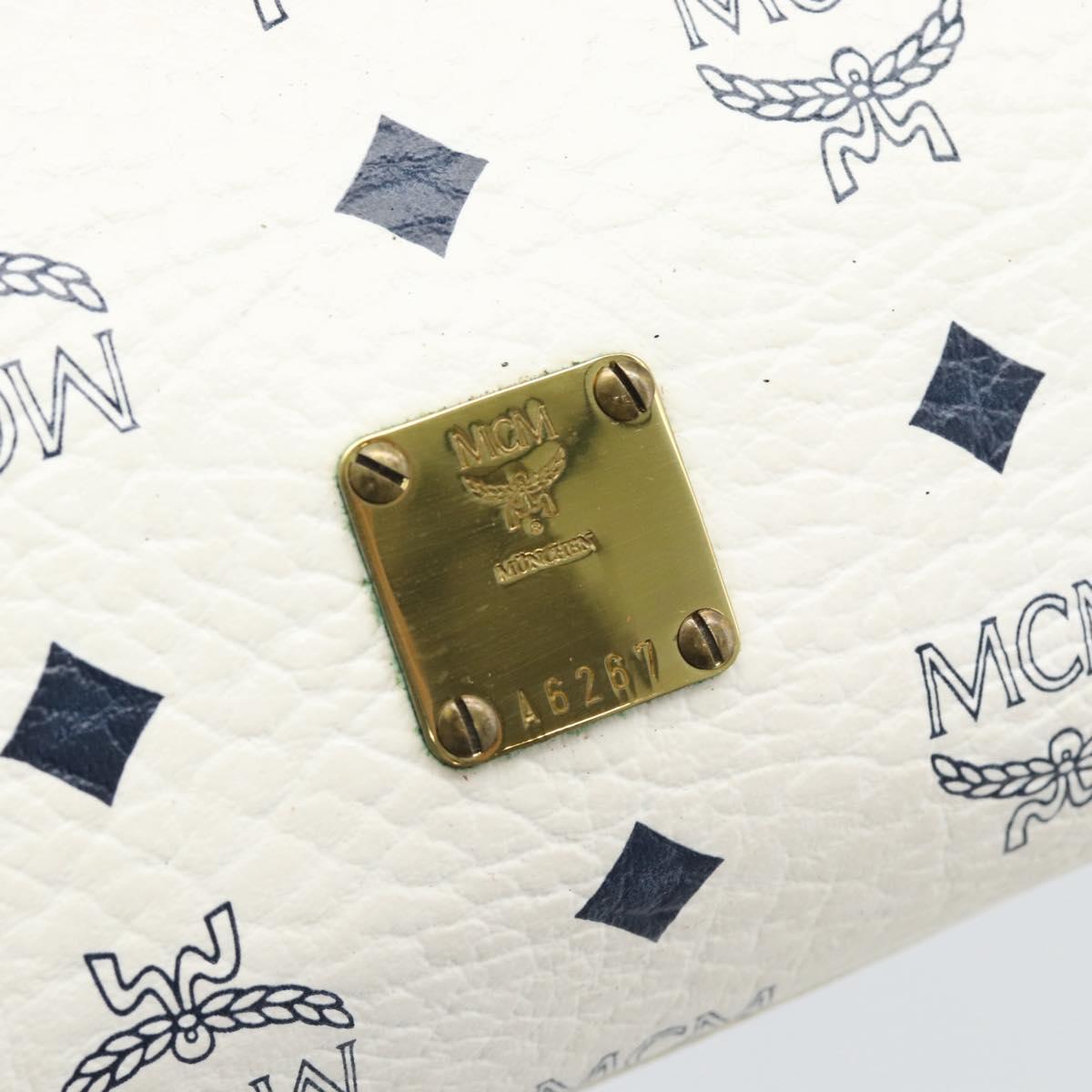 MCM Vicetos Logogram Hand Bag PVC Leather White Gold Auth 191298