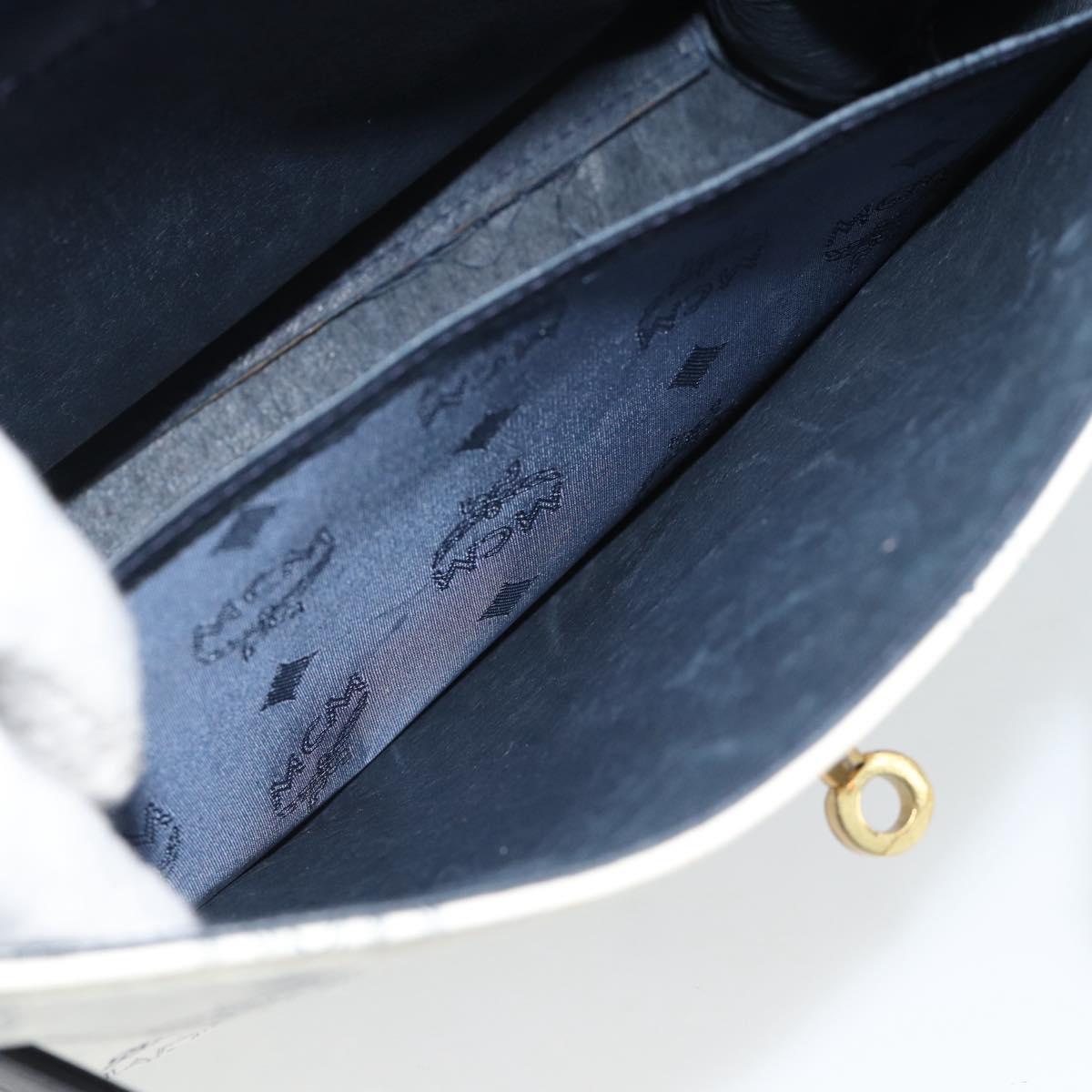 MCM Vicetos Logogram Hand Bag PVC Leather White Gold Auth 191298