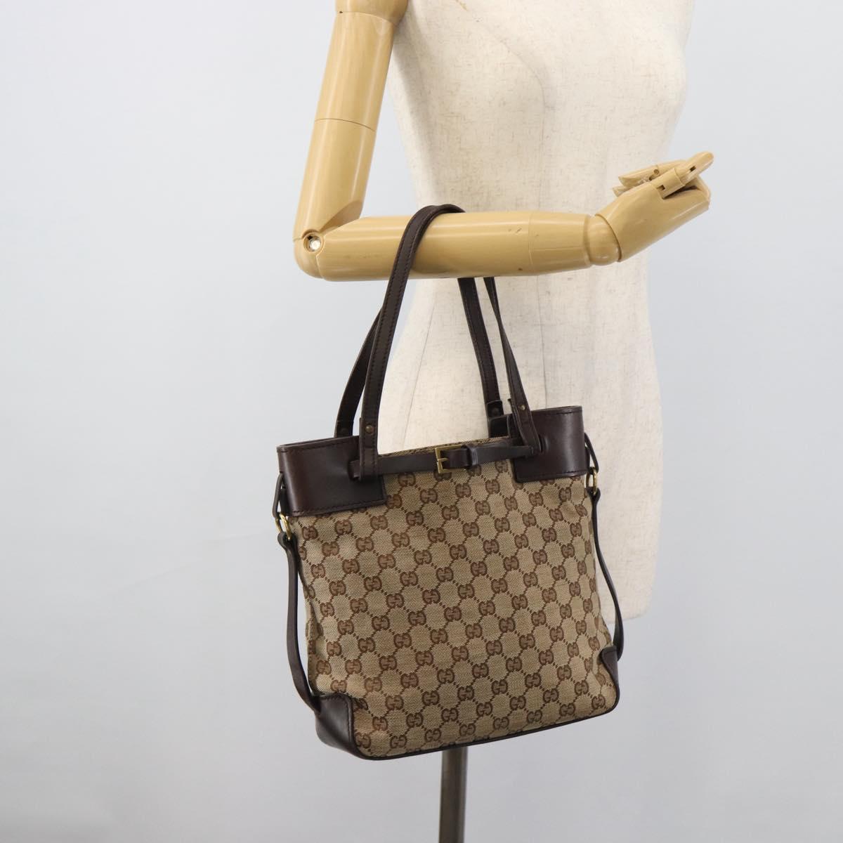 GUCCI GG Canvas Tote Bag Beige Gold 107757 Auth 191299