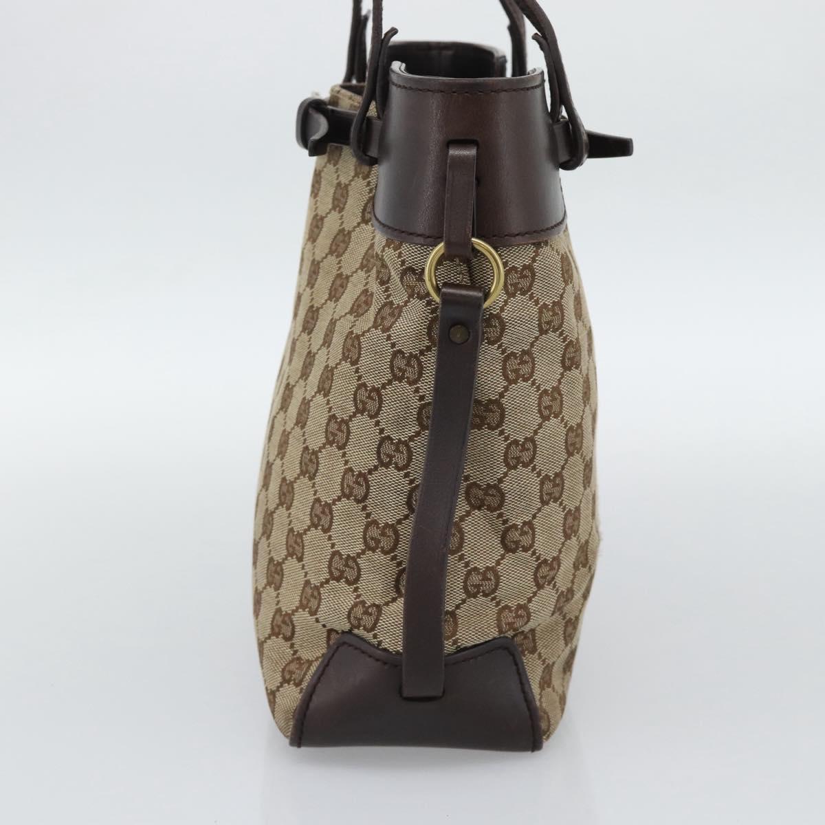GUCCI GG Canvas Tote Bag Beige Gold 107757 Auth 191299