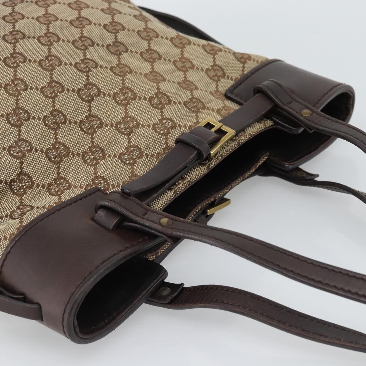 GUCCI GG Canvas Tote Bag Beige Gold 107757 Auth 191299