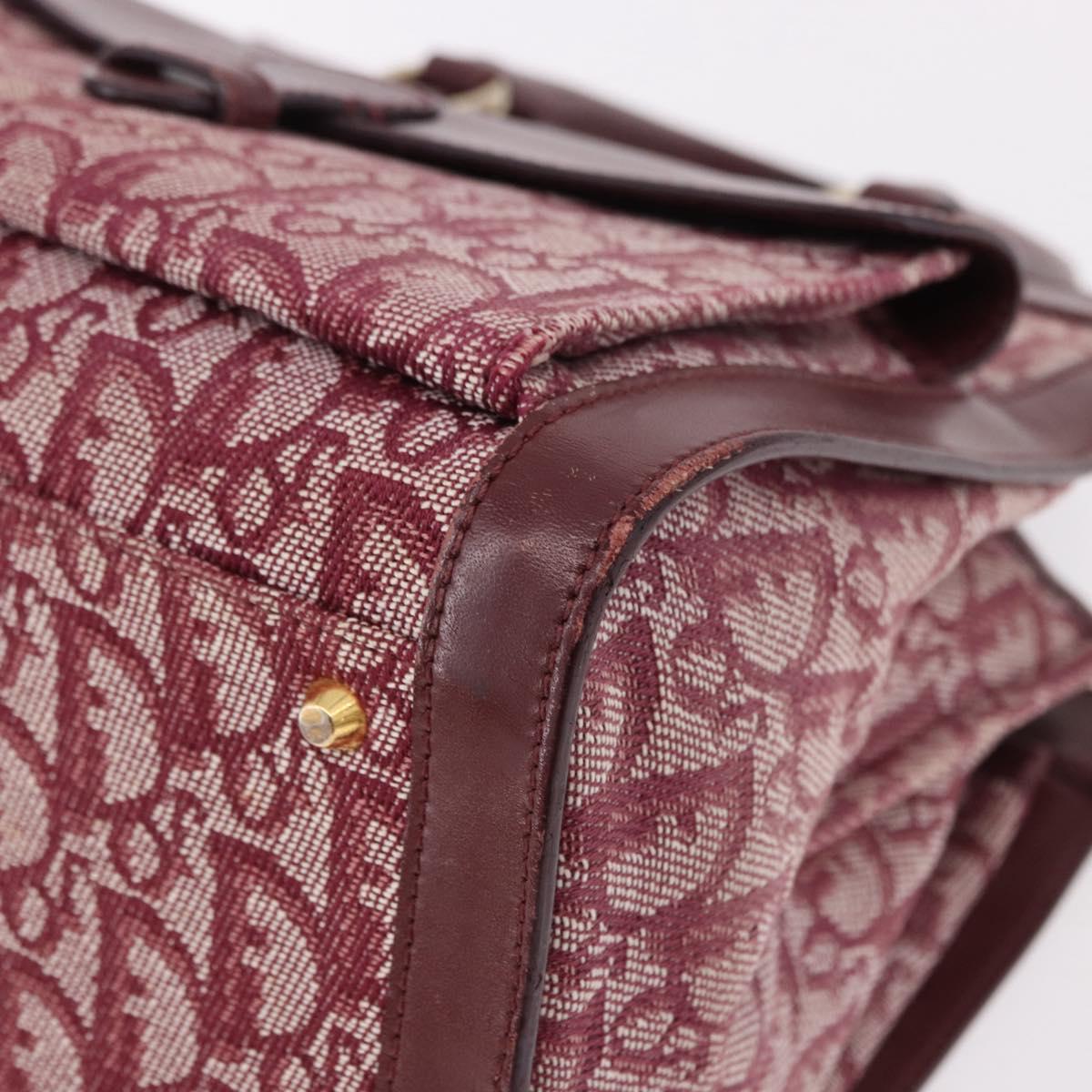 Christian Dior Trotter Canvas Hand Bag Red Gold Auth 191301V