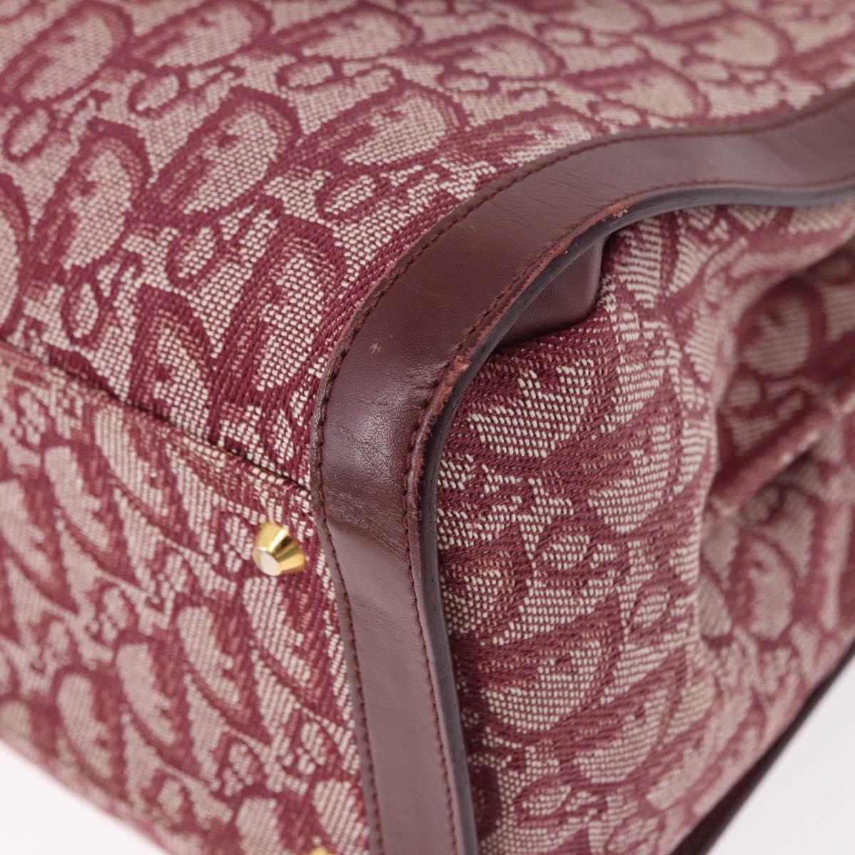 Christian Dior Trotter Canvas Hand Bag Red Gold Auth 191301V