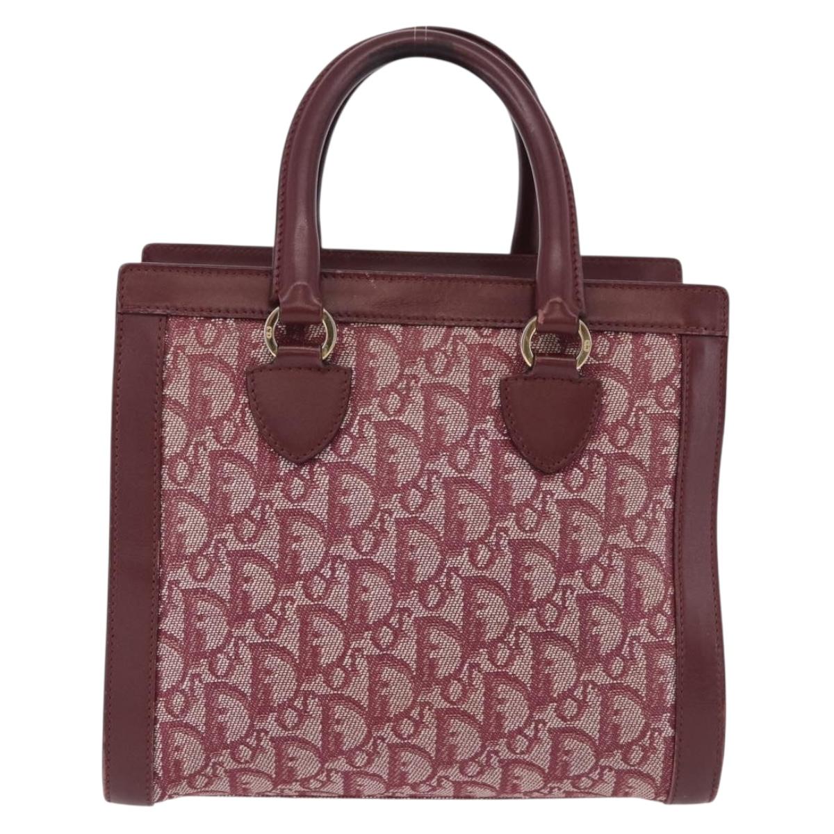 Christian Dior Trotter Canvas Hand Bag Red Gold Auth 191301V