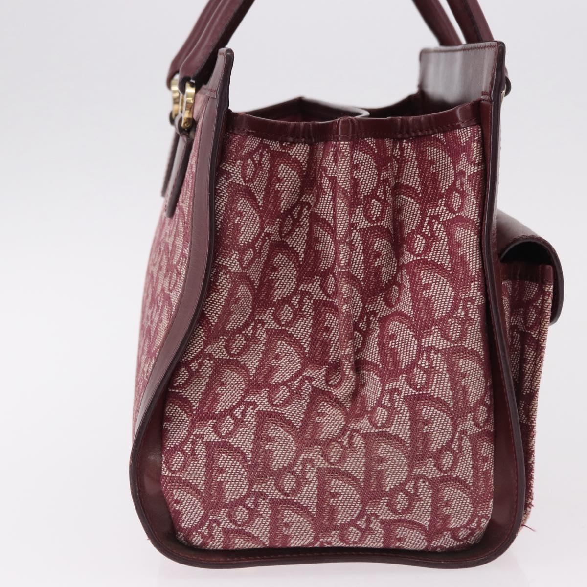 Christian Dior Trotter Canvas Hand Bag Red Gold Auth 191301V