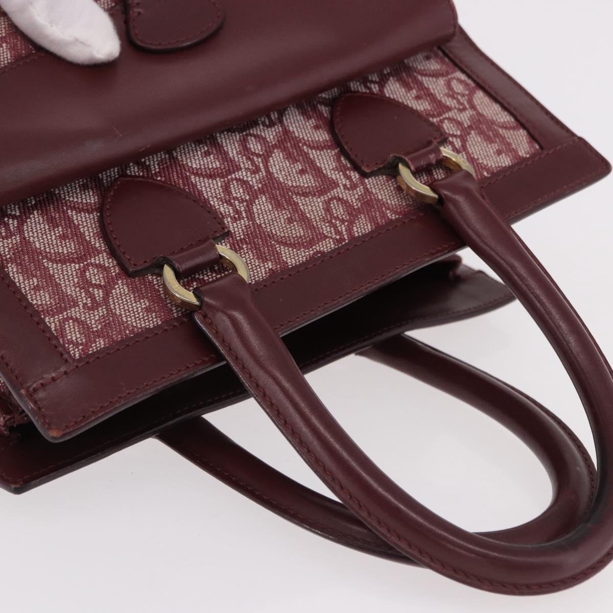 Christian Dior Trotter Canvas Hand Bag Red Gold Auth 191301V