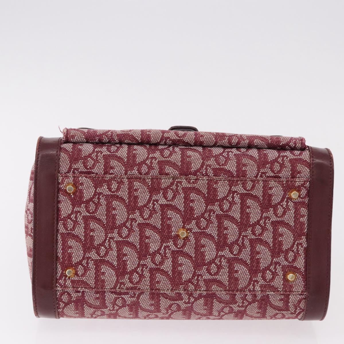 Christian Dior Trotter Canvas Hand Bag Red Gold Auth 191301V