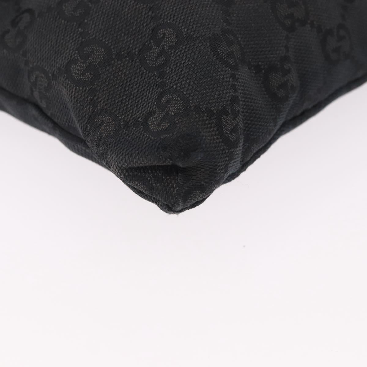 GUCCI GG Canvas Waist Bag Black Silver 28566 Auth 191304