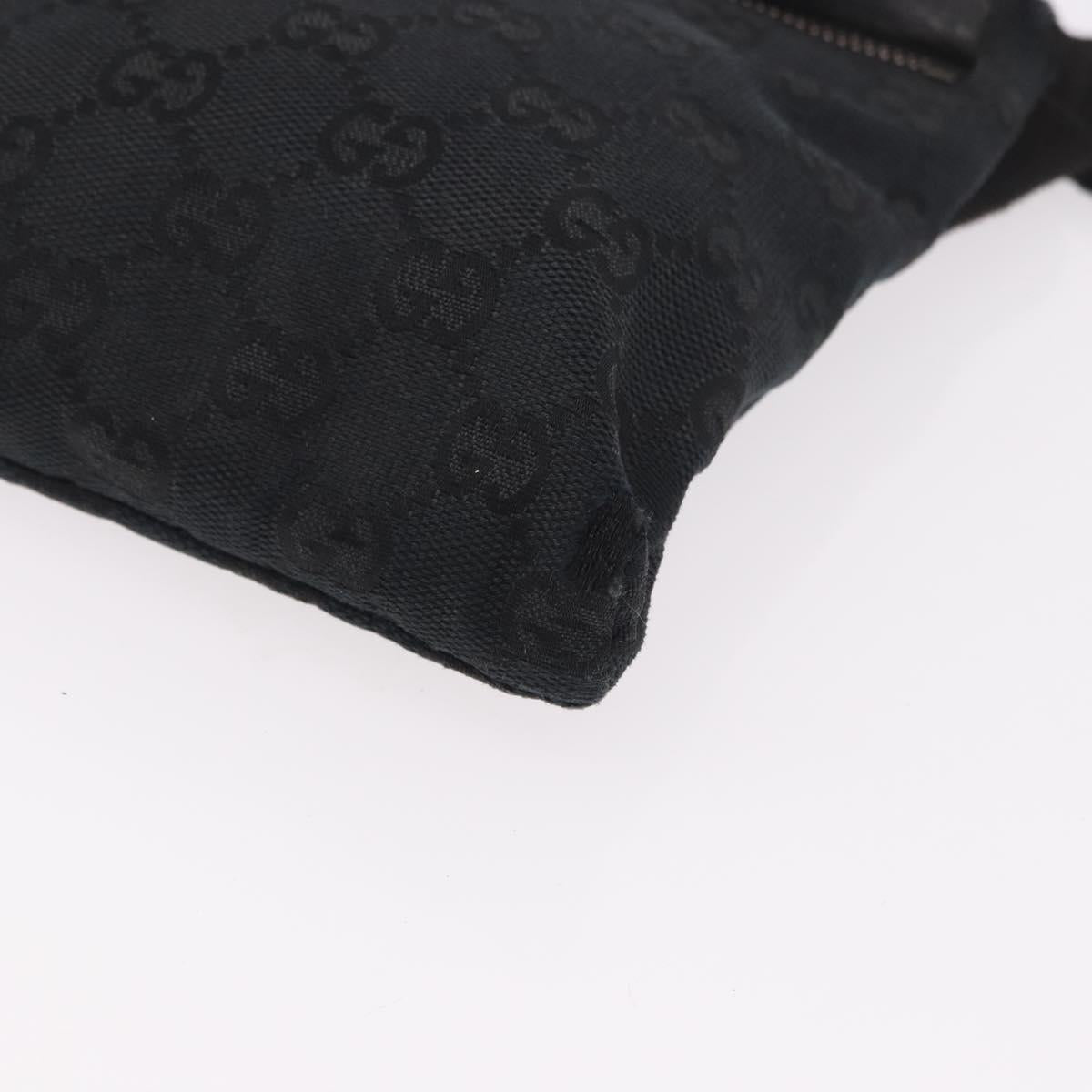 GUCCI GG Canvas Waist Bag Black Silver 28566 Auth 191304