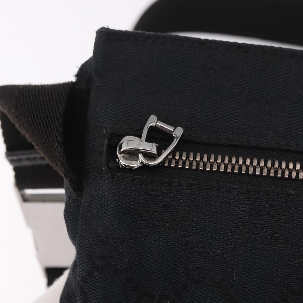 GUCCI GG Canvas Waist Bag Black Silver 28566 Auth 191304