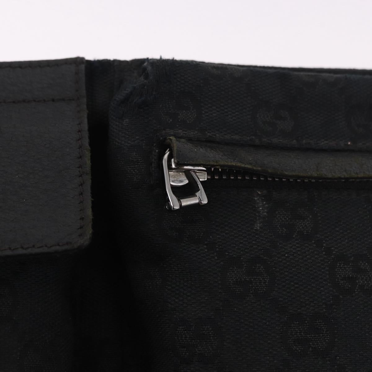 GUCCI GG Canvas Waist Bag Black Silver 28566 Auth 191304