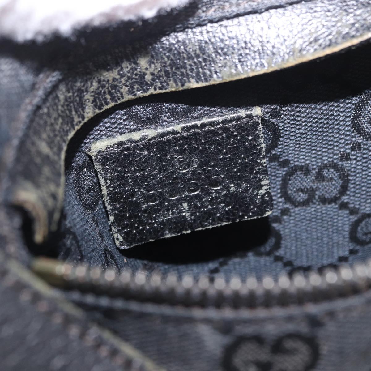 GUCCI GG Canvas Waist Bag Black Silver 28566 Auth 191304