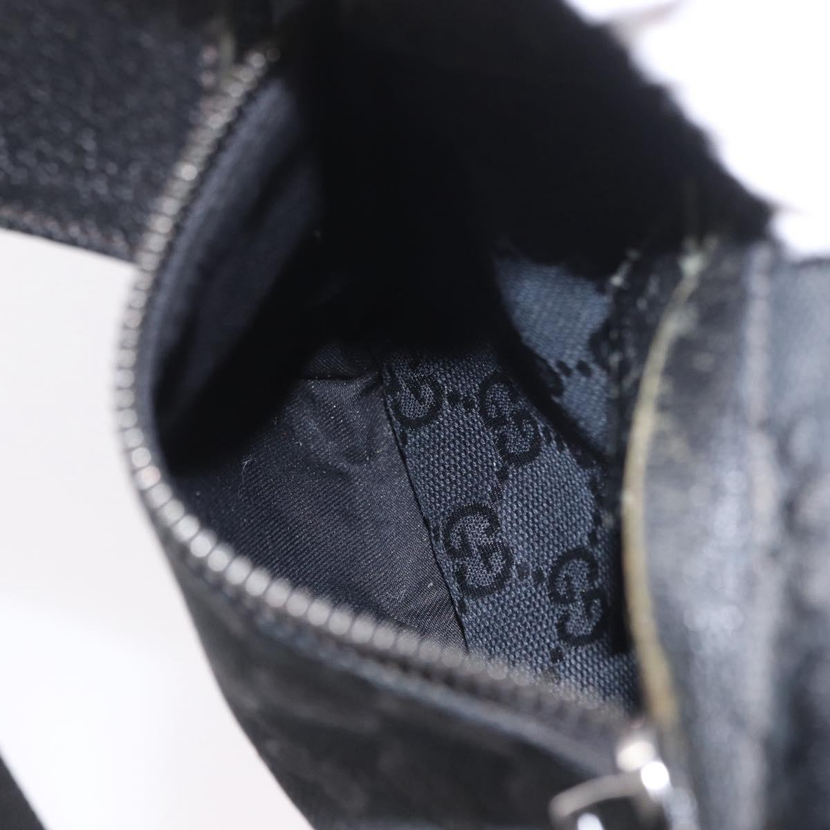 GUCCI GG Canvas Waist Bag Black Silver 28566 Auth 191304