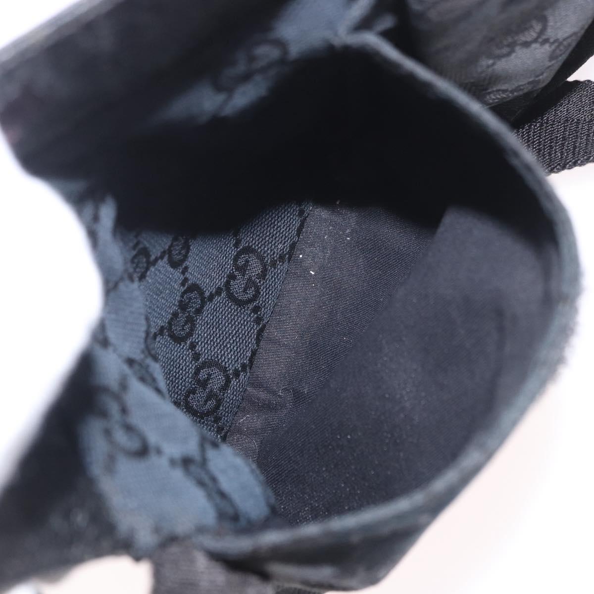 GUCCI GG Canvas Waist Bag Black Silver 28566 Auth 191304