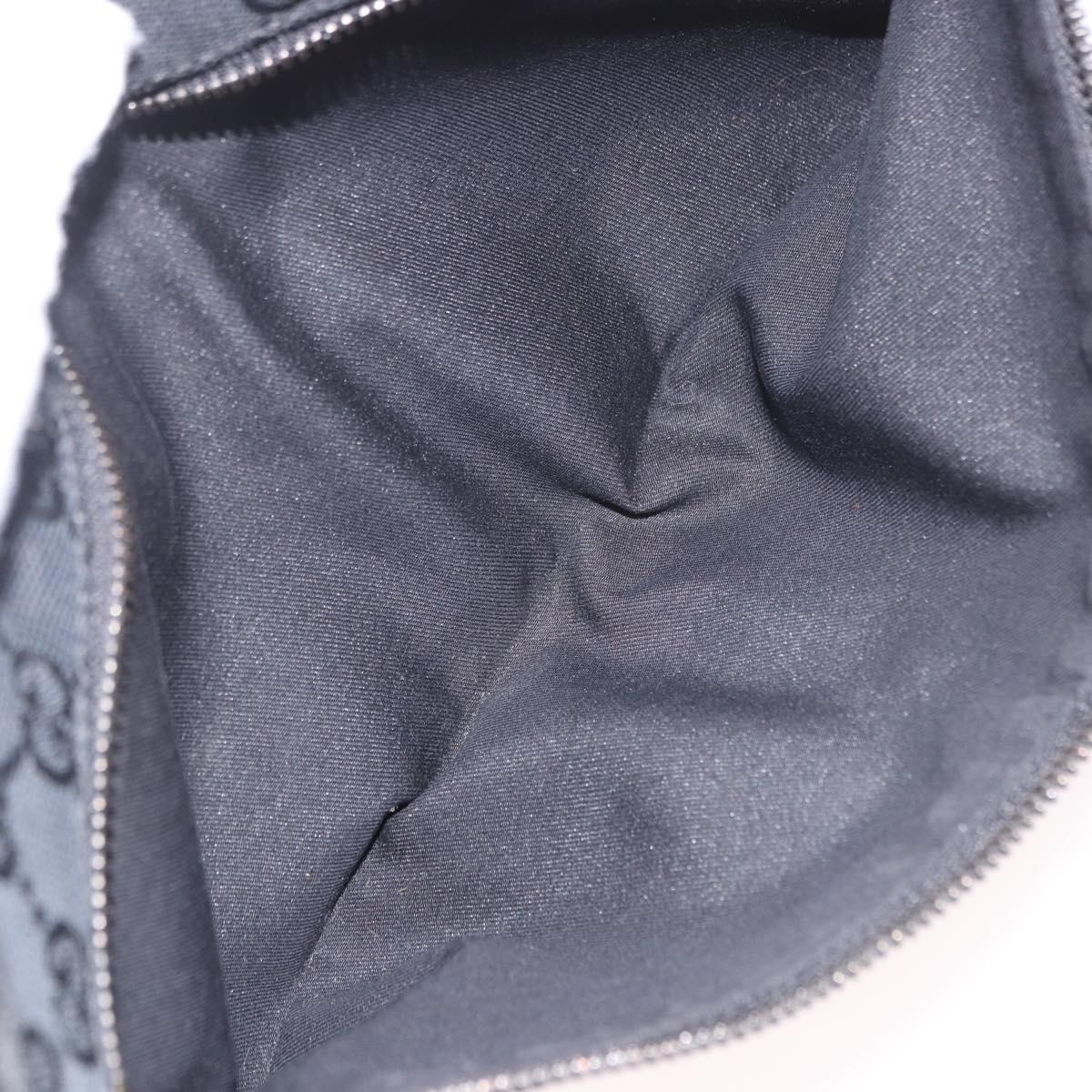 GUCCI GG Canvas Waist Bag Black Silver 28566 Auth 191304