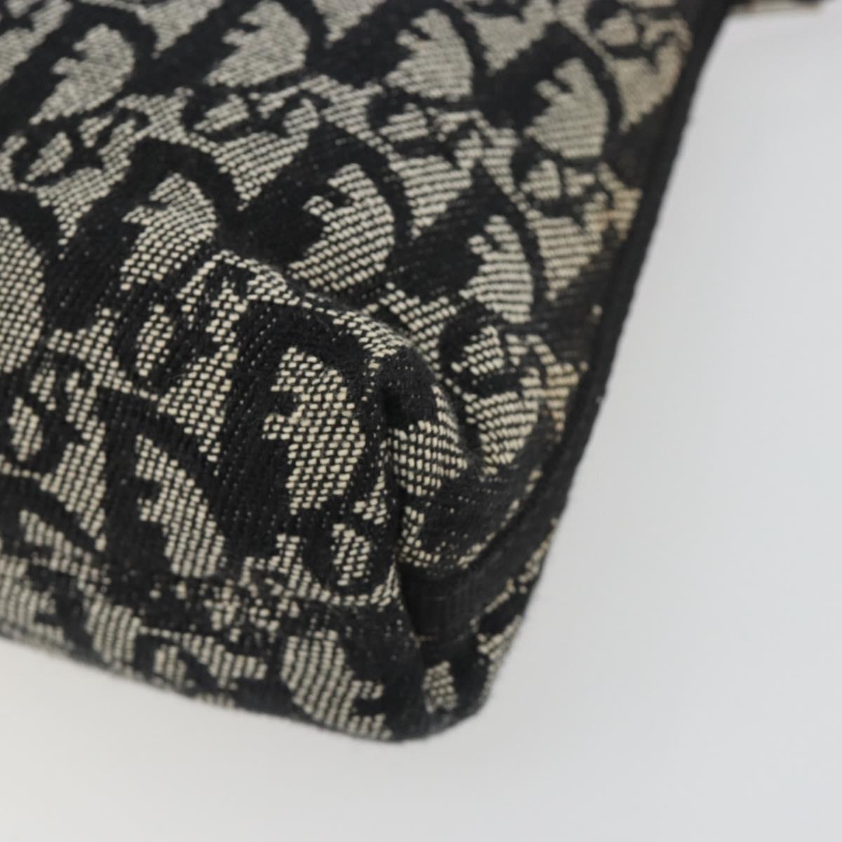 Christian Dior Trotter Canvas Shoulder Bag Black Silver Auth 191305V