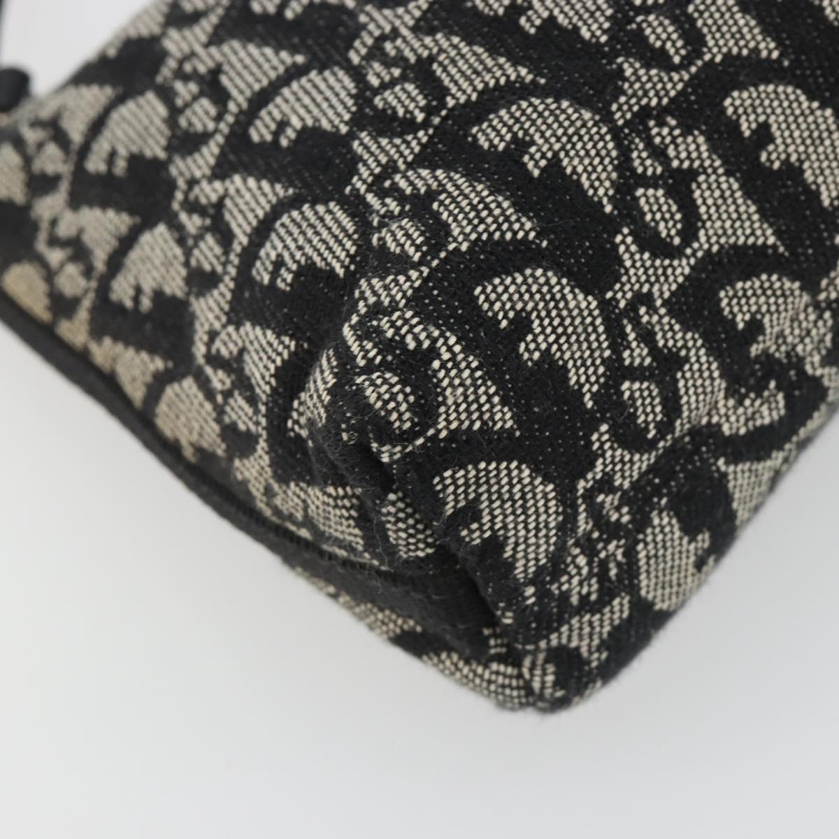Christian Dior Trotter Canvas Shoulder Bag Black Silver Auth 191305V