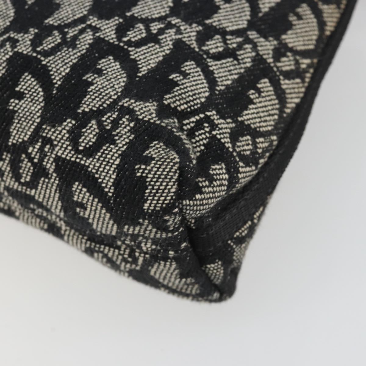Christian Dior Trotter Canvas Shoulder Bag Black Silver Auth 191305V