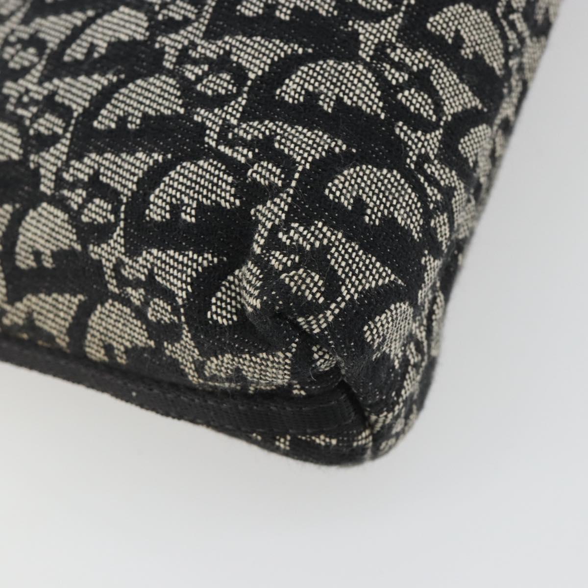 Christian Dior Trotter Canvas Shoulder Bag Black Silver Auth 191305V