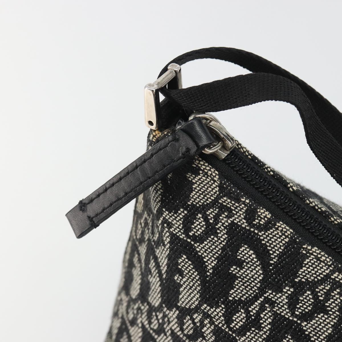 Christian Dior Trotter Canvas Shoulder Bag Black Silver Auth 191305V