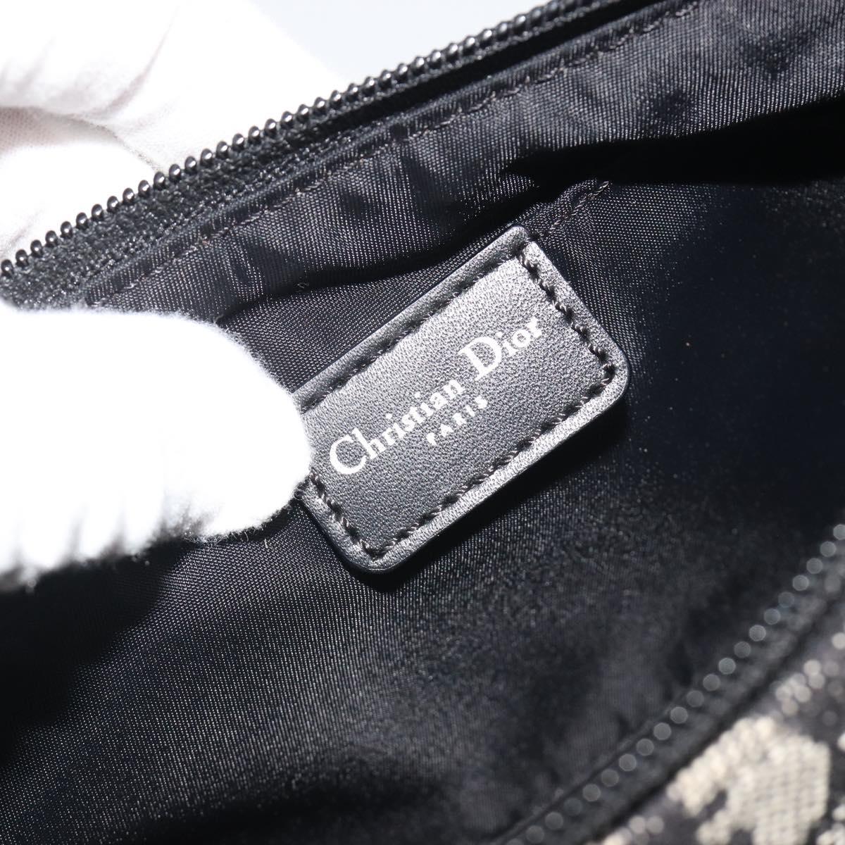 Christian Dior Trotter Canvas Shoulder Bag Black Silver Auth 191305V