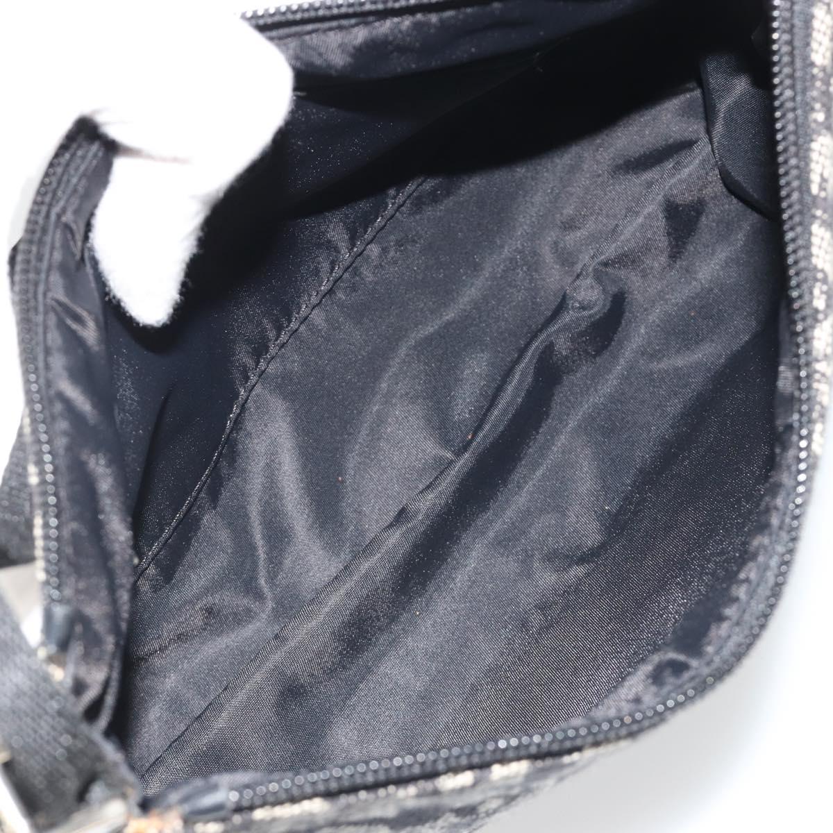 Christian Dior Trotter Canvas Shoulder Bag Black Silver Auth 191305V
