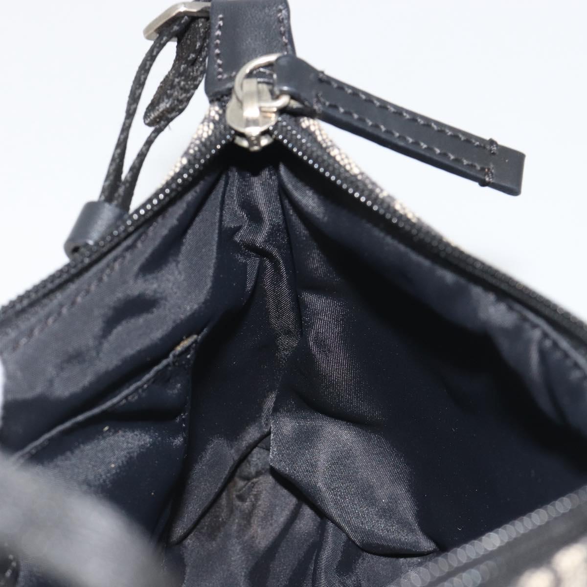 Christian Dior Trotter Canvas Shoulder Bag Black Silver Auth 191305V