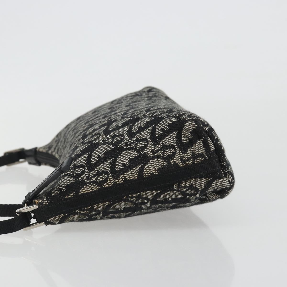 Christian Dior Trotter Canvas Shoulder Bag Black Silver Auth 191305V
