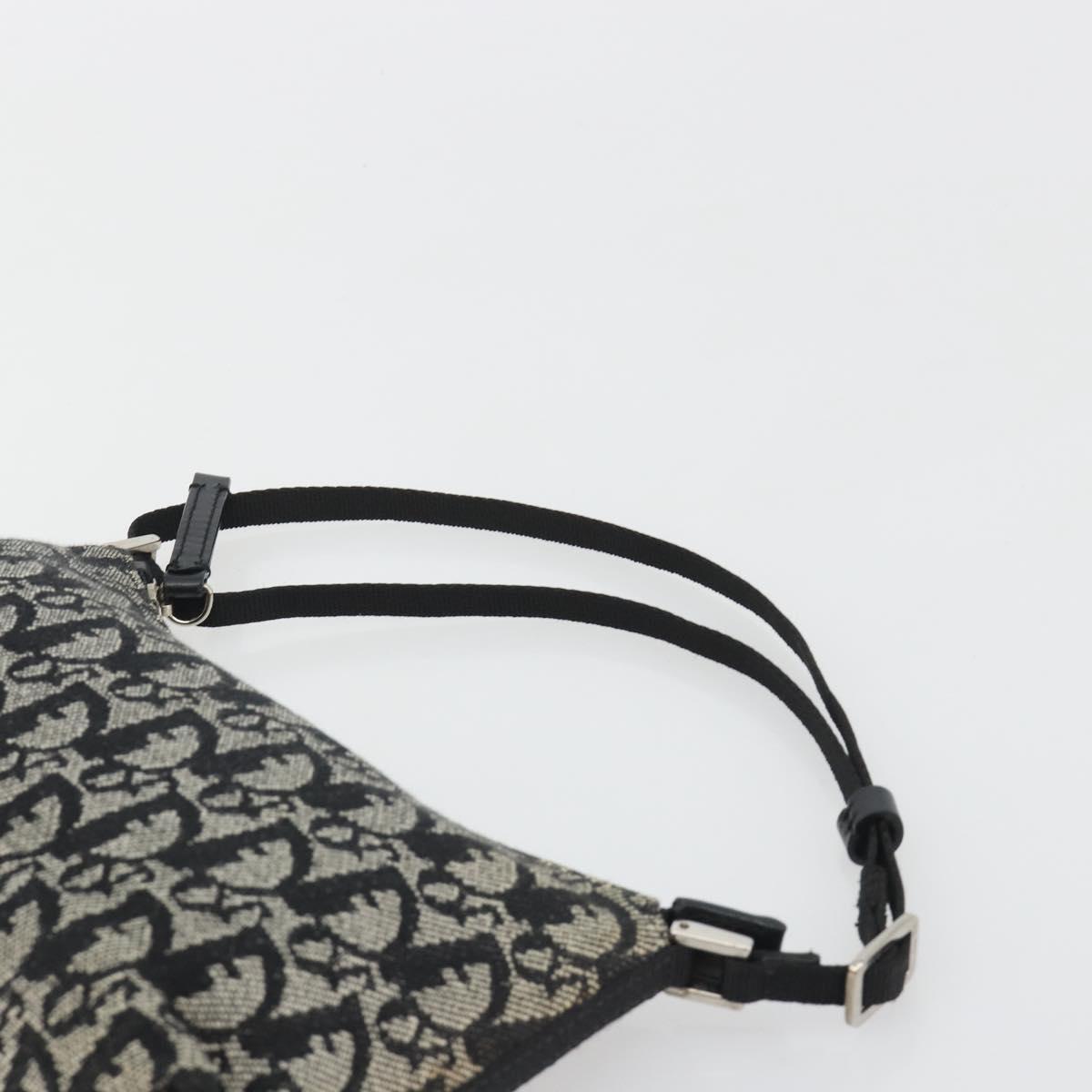 Christian Dior Trotter Canvas Shoulder Bag Black Silver Auth 191305V
