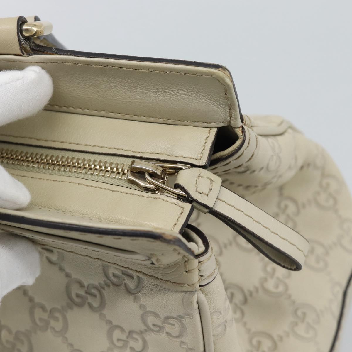 GUCCI GG Canvas Guccissima Mayfair Bag Leather Beige Gold 257063 Auth 191307A
