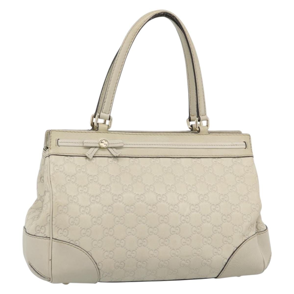 GUCCI GG Canvas Guccissima Mayfair Bag Leather Beige Gold 257063 Auth 191307A