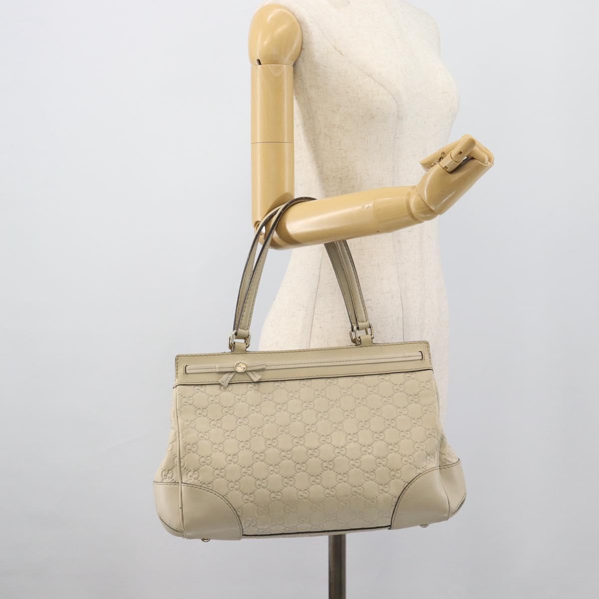 GUCCI GG Canvas Guccissima Mayfair Bag Leather Beige Gold 257063 Auth 191307A
