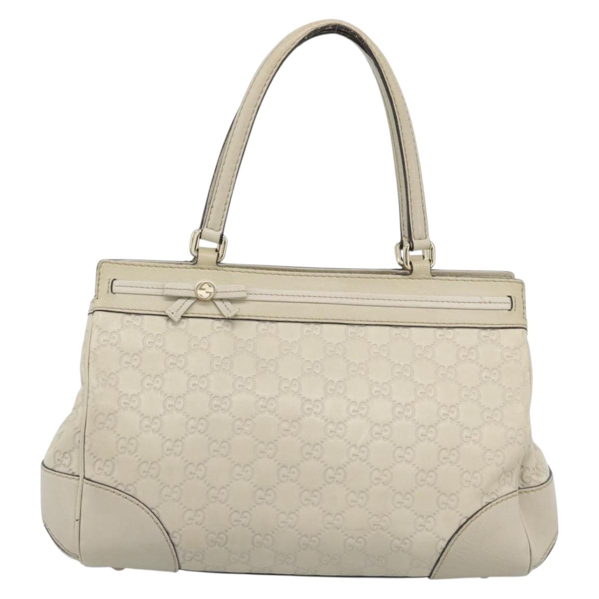 GUCCI GG Canvas Guccissima Mayfair Bag Leather Beige Gold 257063 Auth 191307A