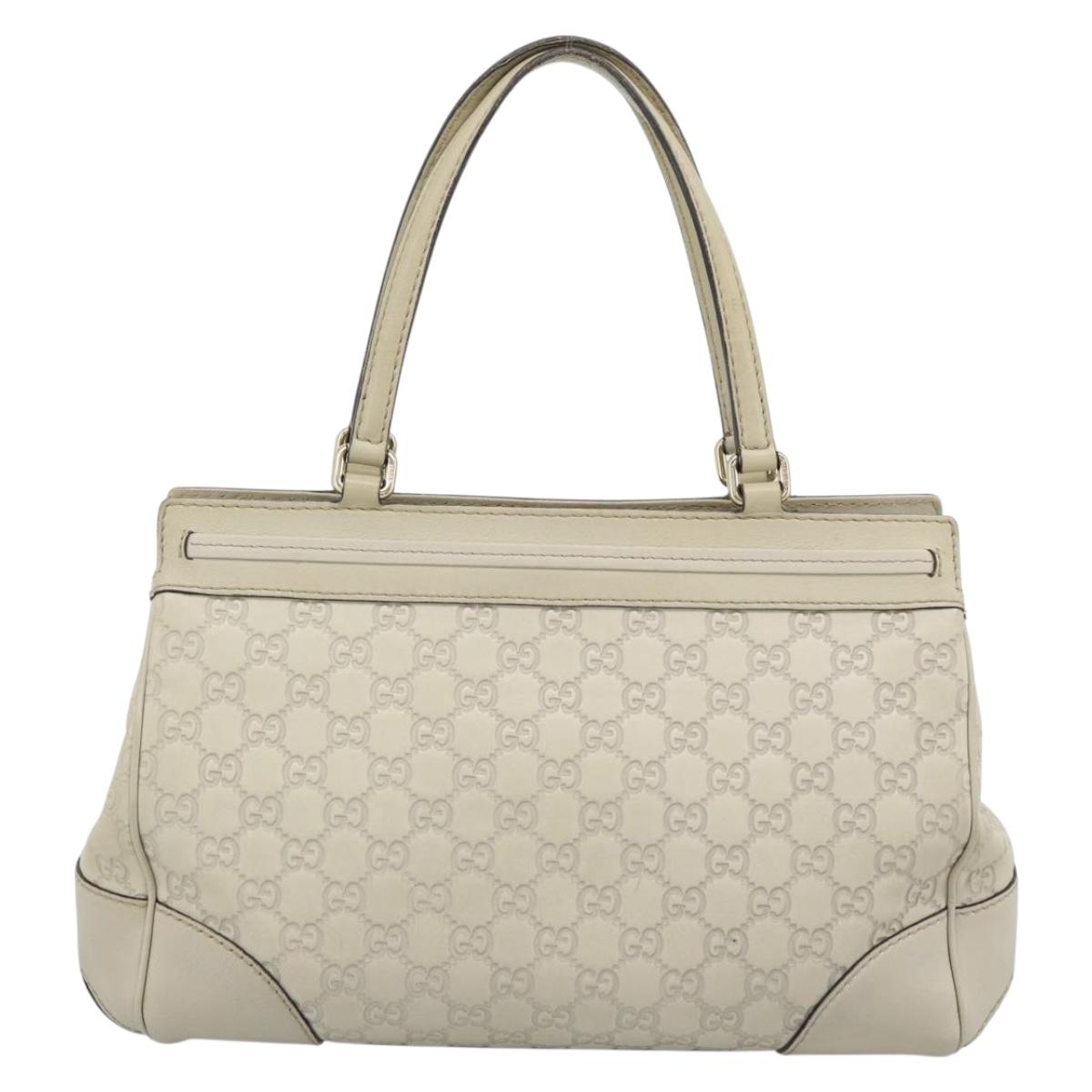 GUCCI GG Canvas Guccissima Mayfair Bag Leather Beige Gold 257063 Auth 191307A