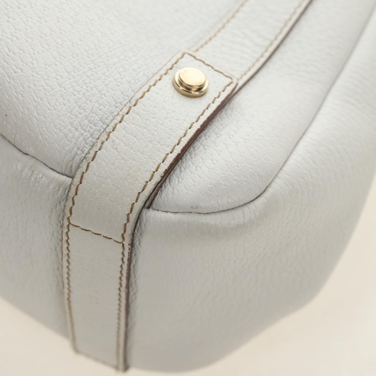 GUCCI Abbey Tote Bag Leather White Gold 130736 Auth 191308V