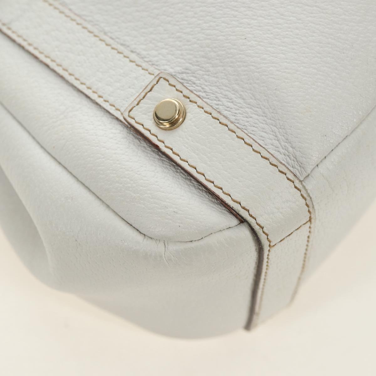 GUCCI Abbey Tote Bag Leather White Gold 130736 Auth 191308V